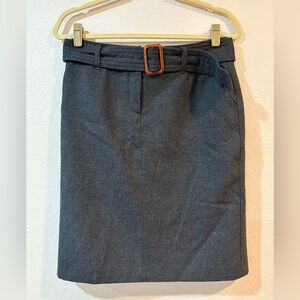 Boden Wool Lined Gray Women's Skirt with Belt